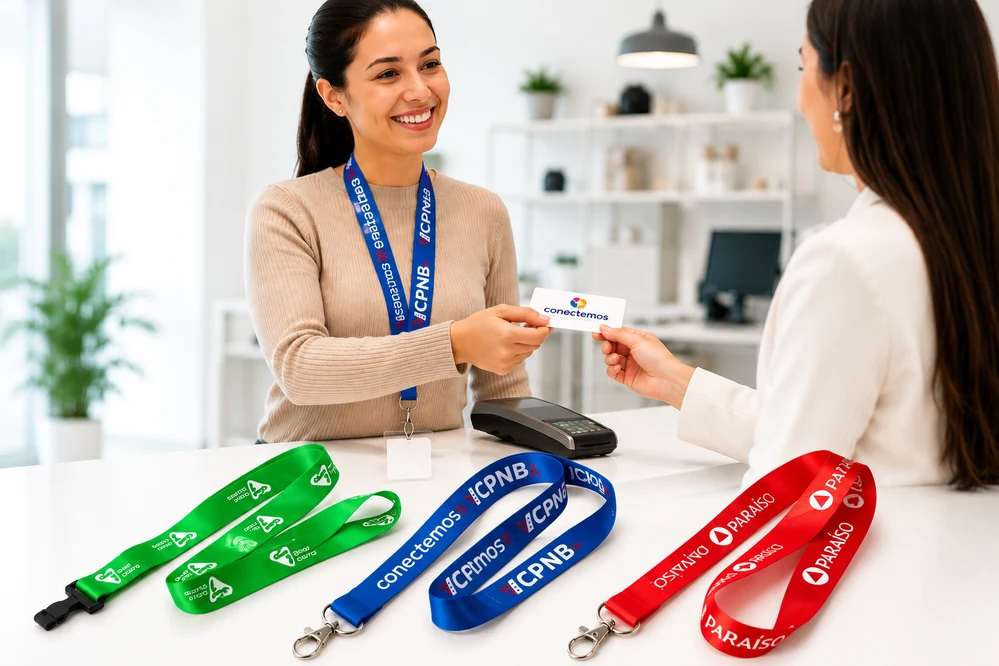 Cintas lanyard sublimadas personalizadas para fotocheck con logo de empresa