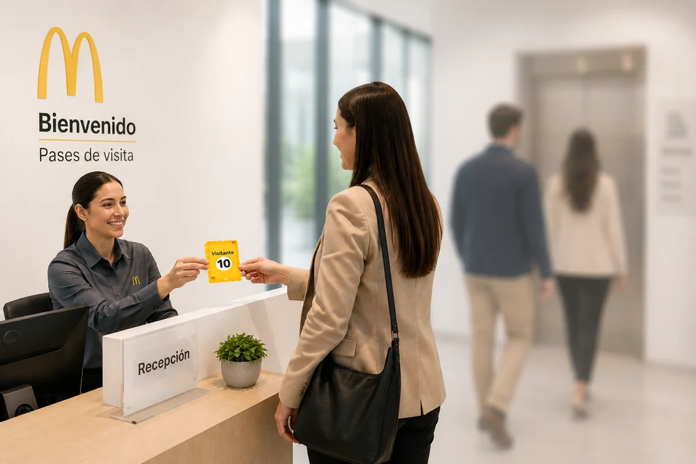 Pase de visitas para control de ingreso en la recepción de una empresa