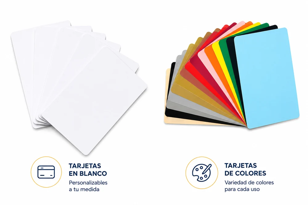 Tarjetas PVC en blanco y de colores para impresión de fotochecks