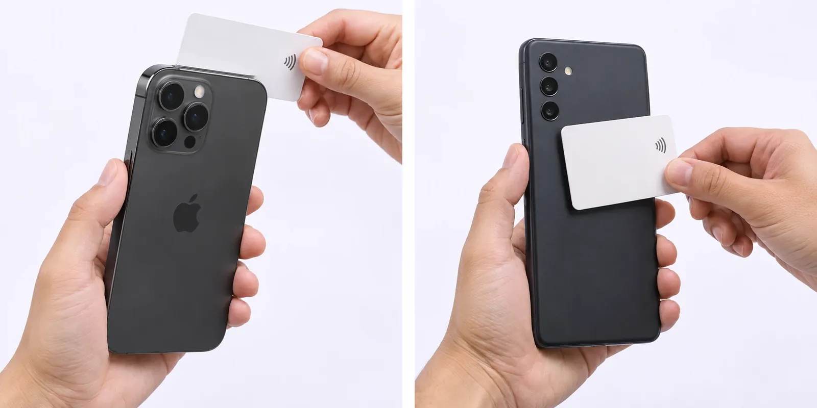 Imagen ilustrativa: tarjeta NFC cerca del extremo superior de un iPhone